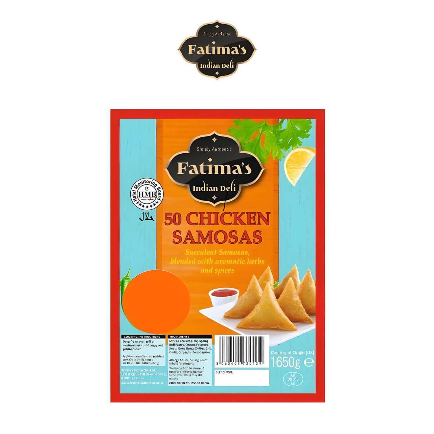 Fatima's Indian Deli Chicken Samosas 50 Pack