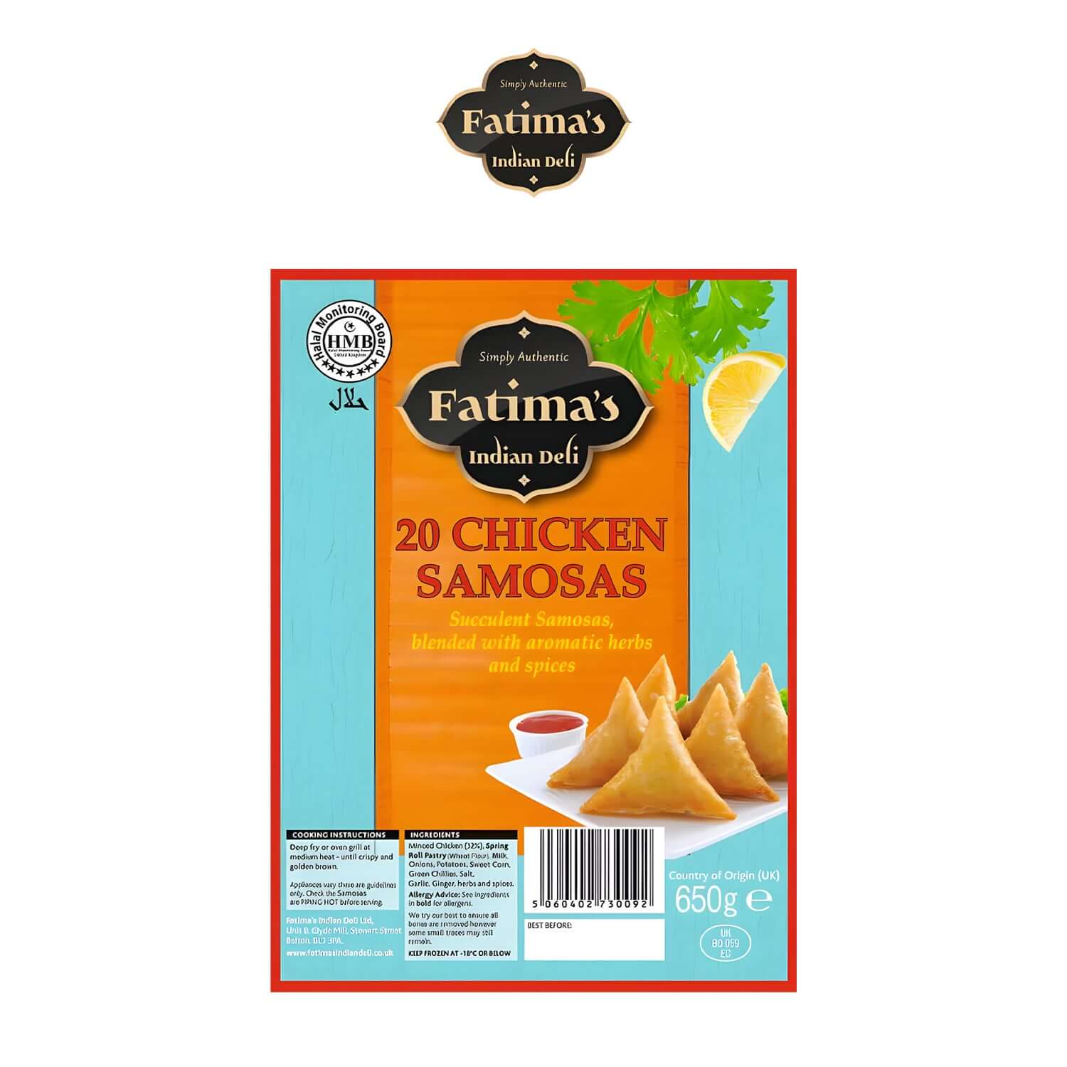Fatima's Indian Deli Chicken Samosas 20 Pack - Fatima's Deli