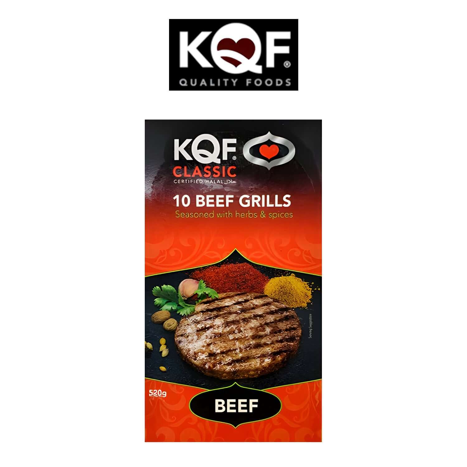 KQF Classic Beef Grills 10pk with herbs Spice - Halal