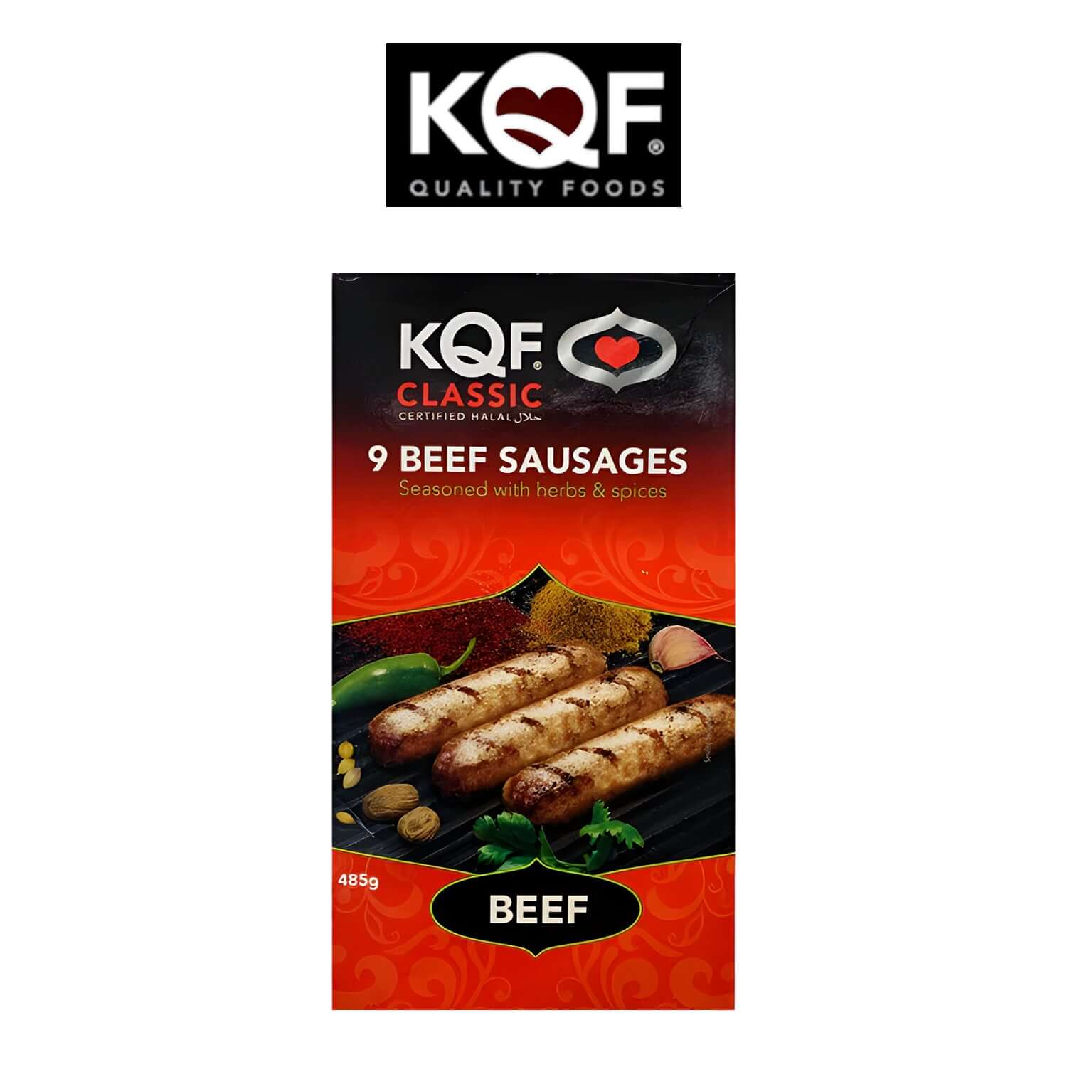 KQF Classic 9 Beef Sausages with herbs Spice - Halal - KQF