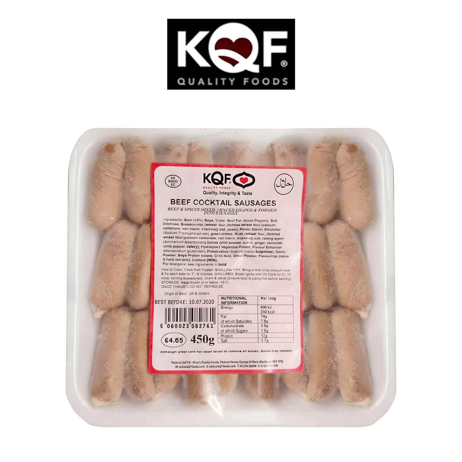 KQF Frozen Beef Cocktail Sausages with herbs Spice - Halal