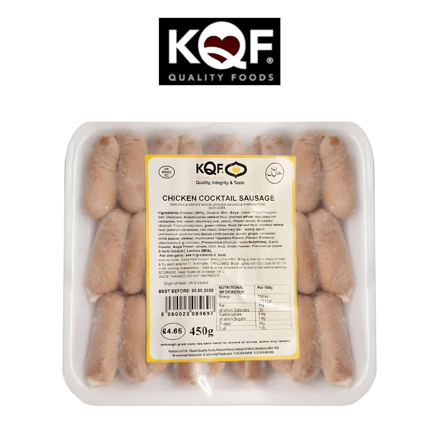 KQF Frozen Chicken Cocktail Sausages with herbs Spice - Halal