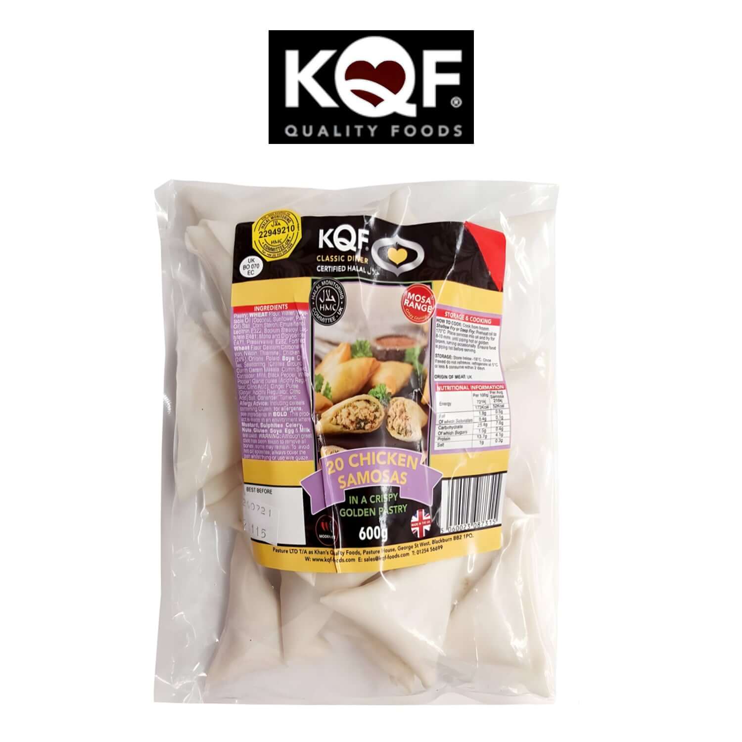 KQF Frozen Chicken Samosas 18pc - Halal