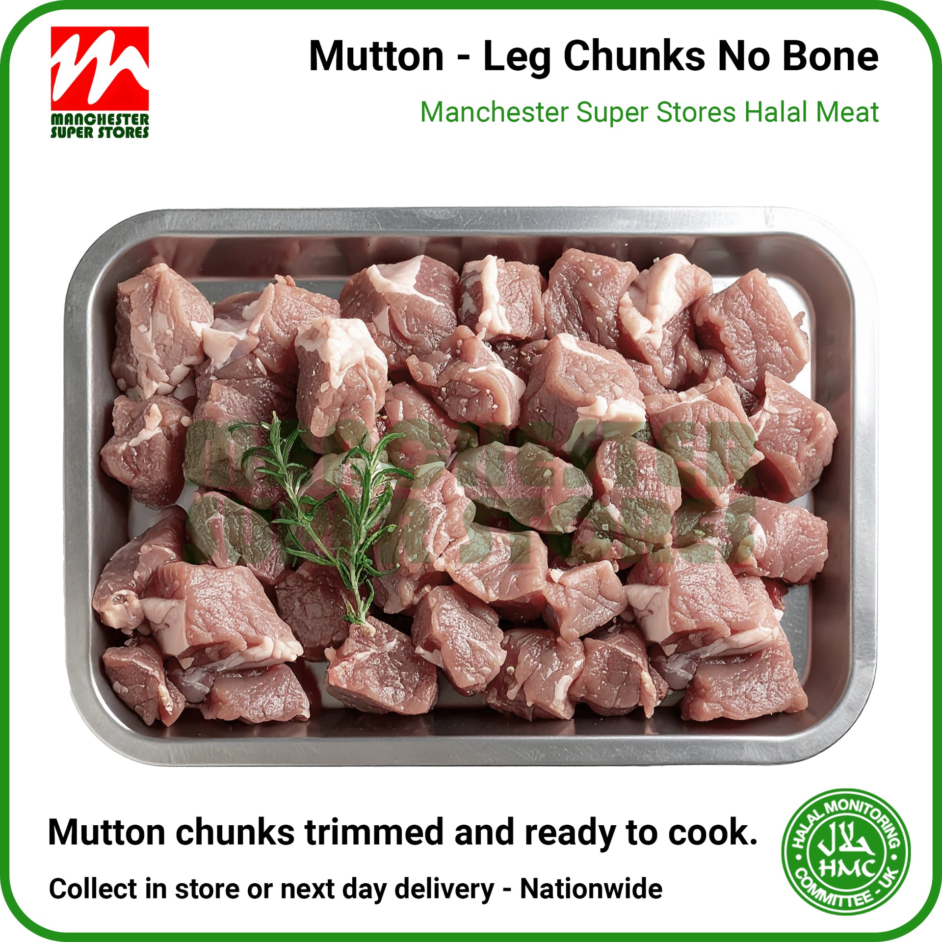Mutton Leg Chunks No Bone - HMC Halal Meat