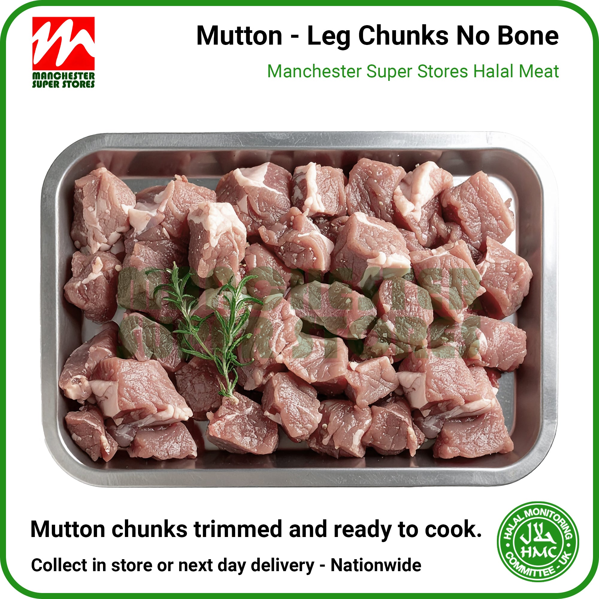 Mutton Leg Chunks No Bone - HMC Halal Meat
