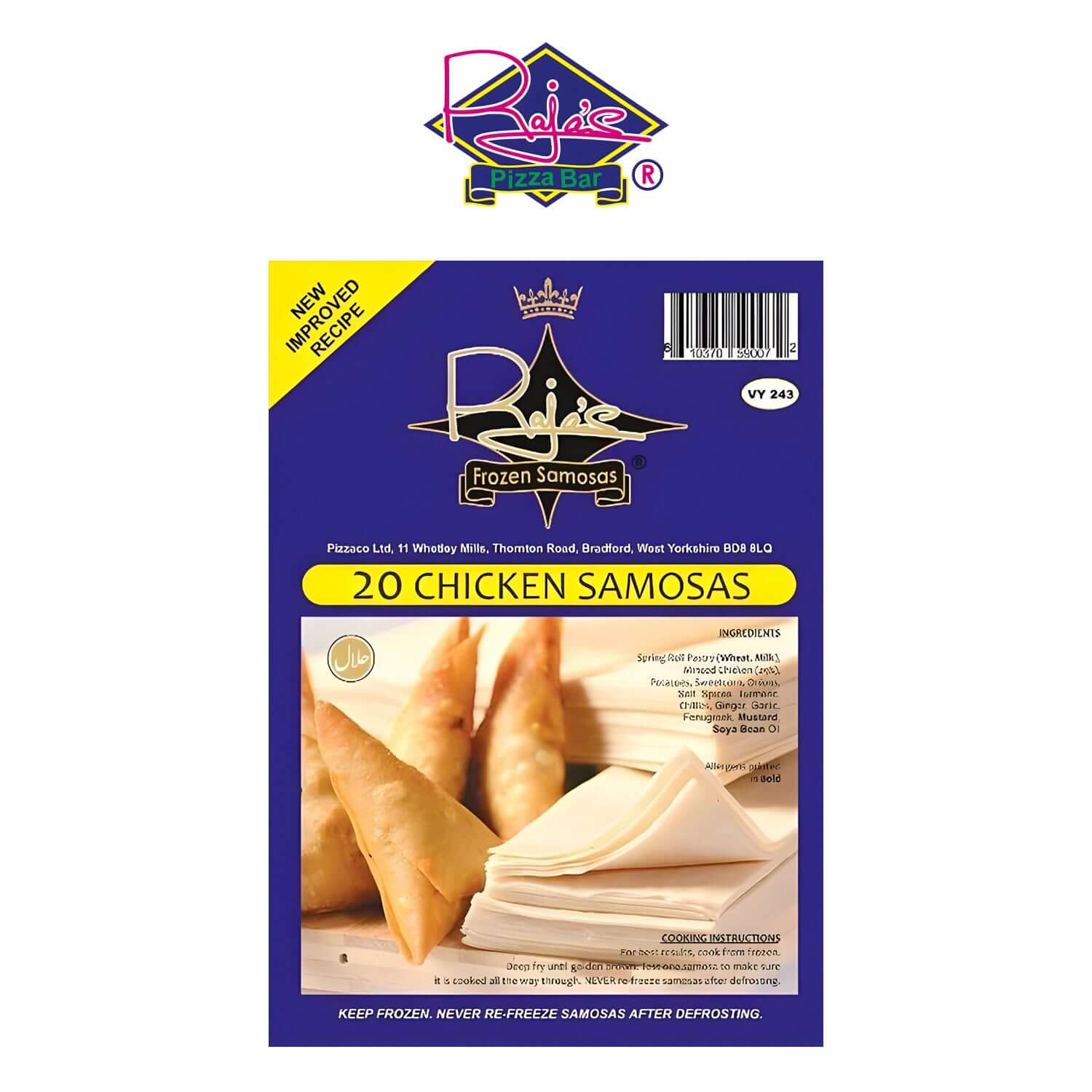 Rajas 20 Halal Chicken Samosas - Rajas