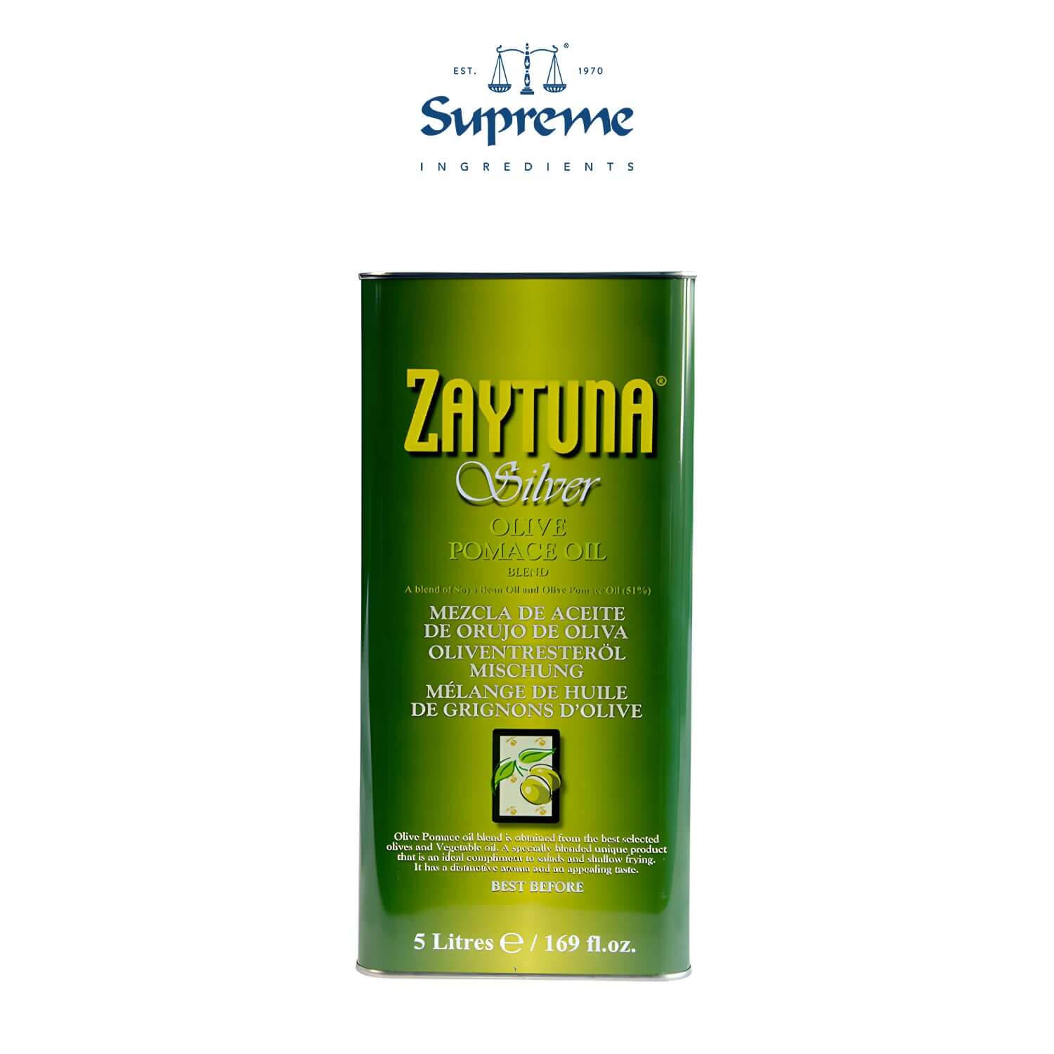 Zaytuna Silver - Olive Pomace Oil Blend (5 Litres)